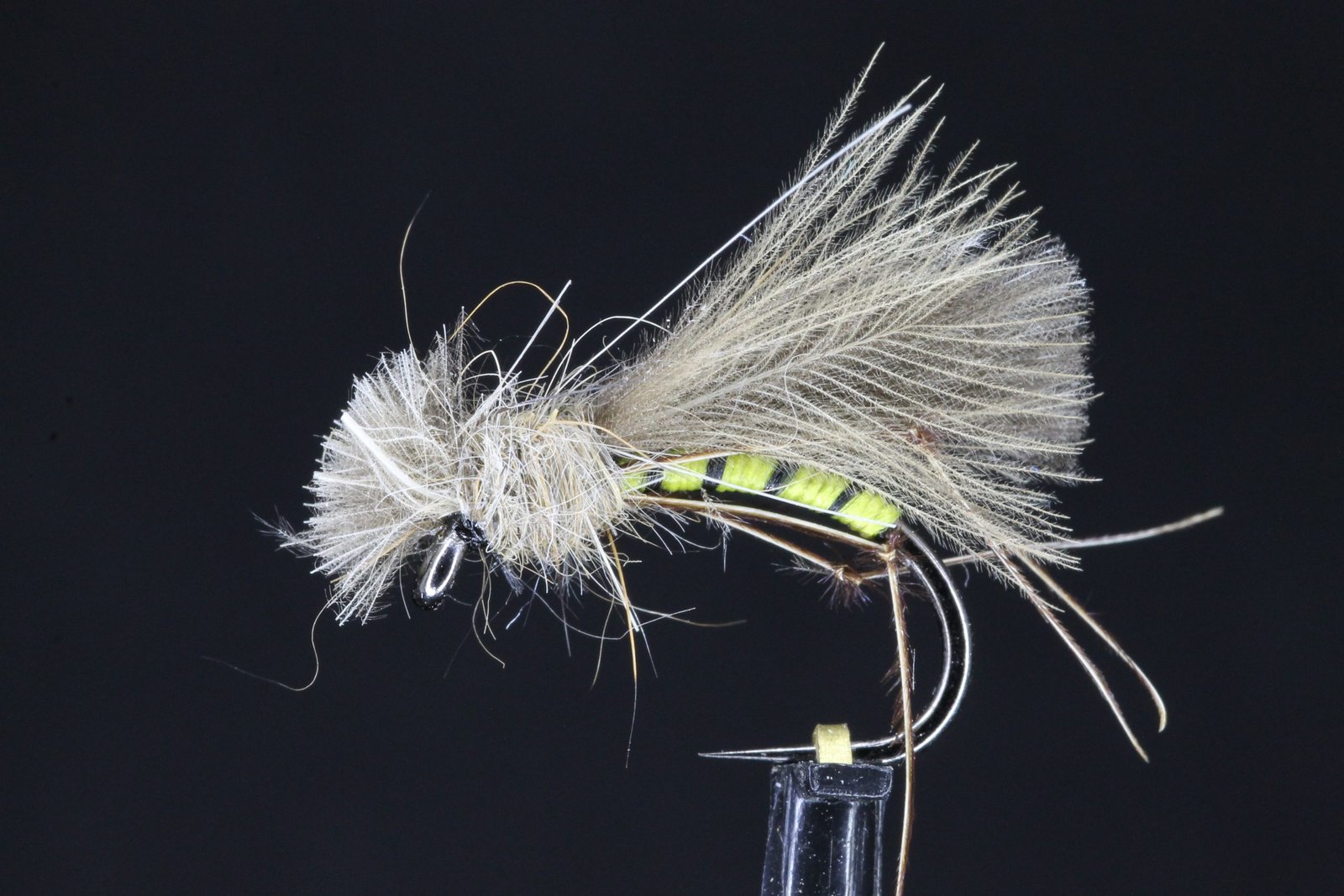 3 No trout fly Ref BL07 size 12 BARBLESS Yellow Owl CDC